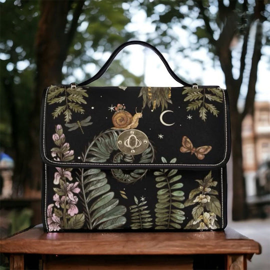 Green Mushroom Cottagecore Witchy Satchel Handbag For Boho Hippies