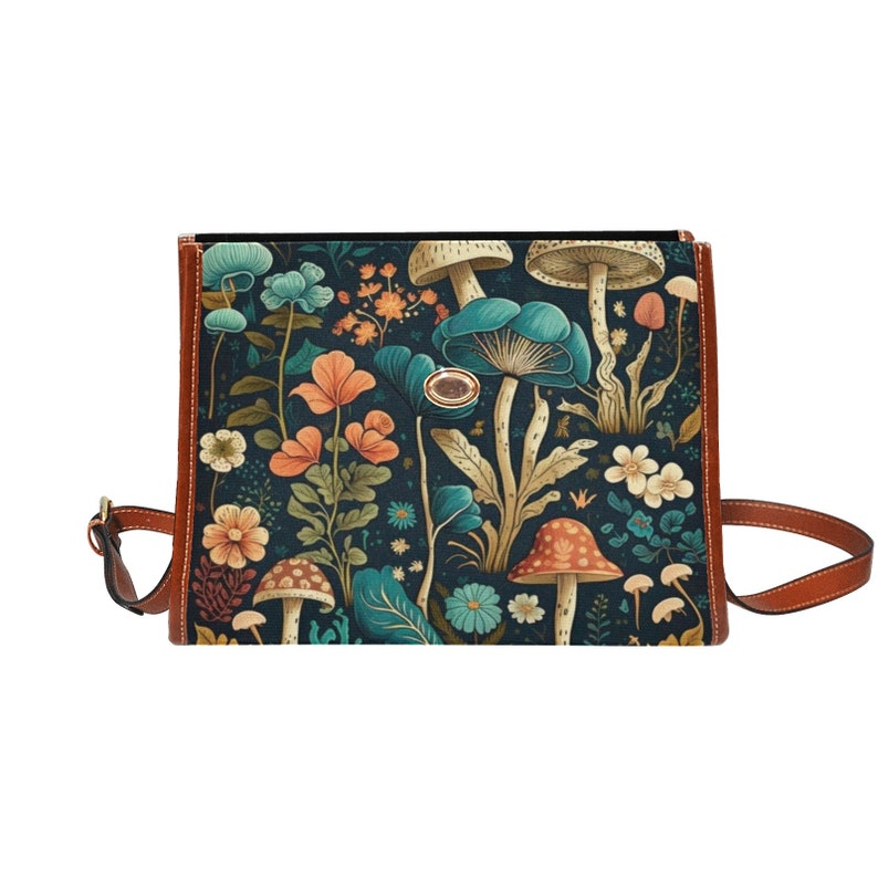 Boho Botanical Mushrooms Witchy Satchel Handbag For Hippie