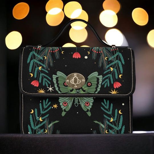 Cottagecore Green Witch Moth Satchel Handbag - Enchanting Boho Hippie Style