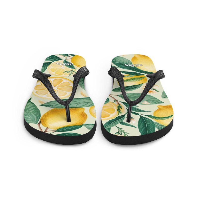 hippieartzone - Summertime Lemon Fruit Flip Flops Springtime Colorful.