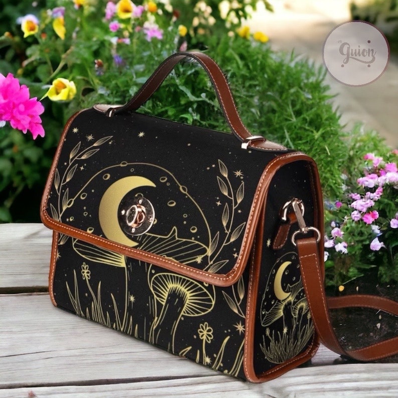 Witch Mushroom Moon Satchel Handbag Mystical Boho Hippie Style