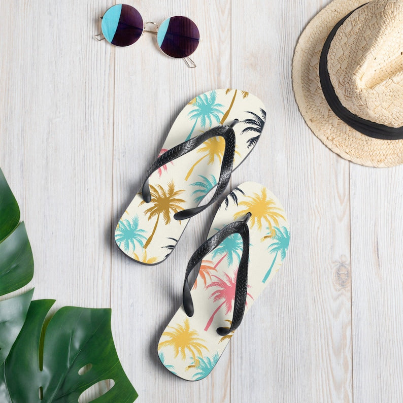 hippieartzone - Palmeras Flip Flops.