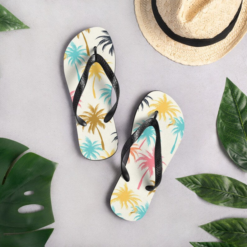 hippieartzone - Palmeras Flip Flops.