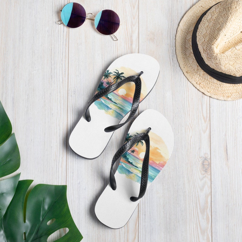 hippieartzone - Summer Landscape Flip Flops.