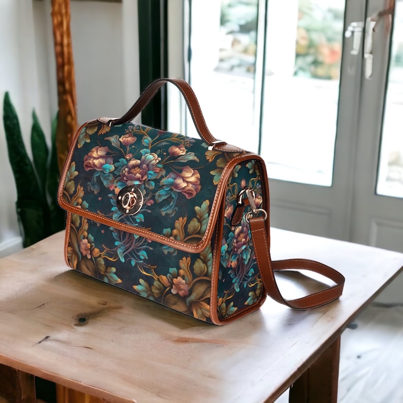 Cottagecore Boho Floral Canvas Satchel Bag For Hippie