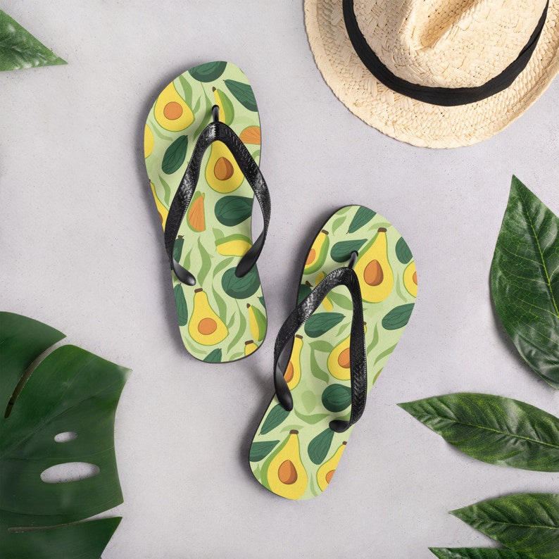 hippieartzone - Avocado Flip Flops.