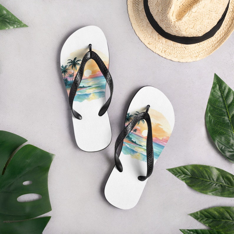 hippieartzone - Summer Landscape Flip Flops.