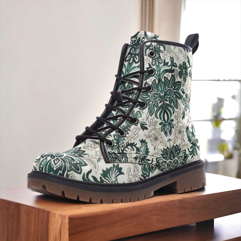 Hippie Art Zone -  Vegan Leather Floral Boots.