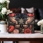 Dark Cottage Goth Witchy Butterfly and Poppies Satchel Bag For Boho Hippie