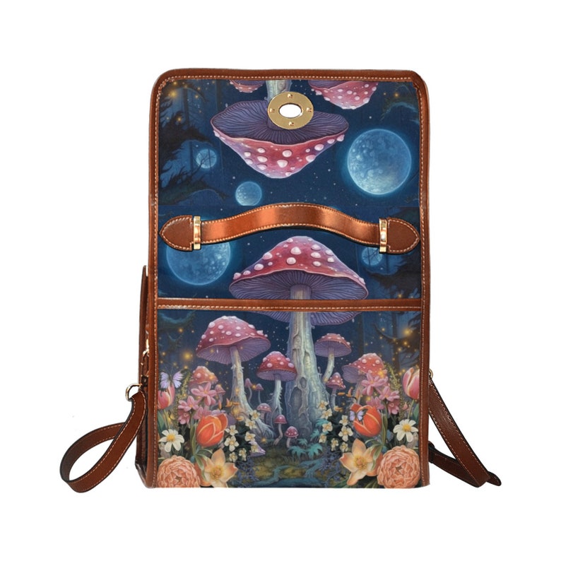 Mushroom Witch Canvas Satchel Bag For Boho Hippie