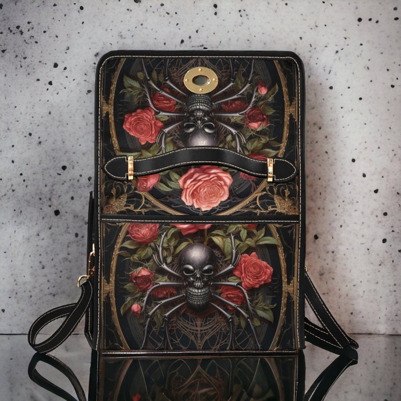 Gothic Spider Canvas Witchy Satchel Bag For Boho Hippie