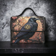 Dark Cottage Goth Witchy Crow And Roses Satchel Handbag For Boho Hippie
