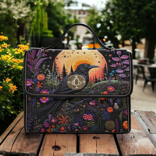 Cottagecore Witch Crow Satchel Handbag Boho Hippie Charm