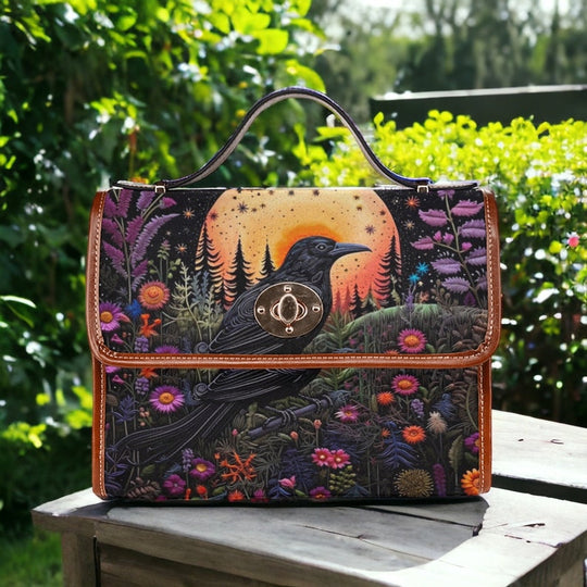 Cottagecore Witchy Crow Satchel Handbag For Boho Hippies