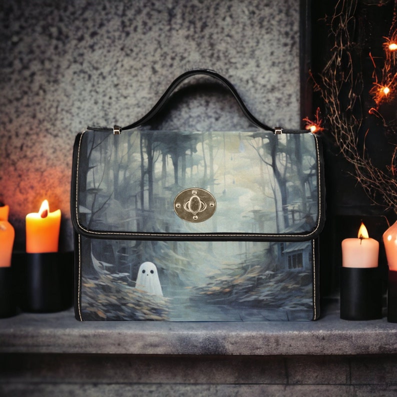 Sweet Gothic Ghostie Canvas Satchel Handbag For Boho Hippie