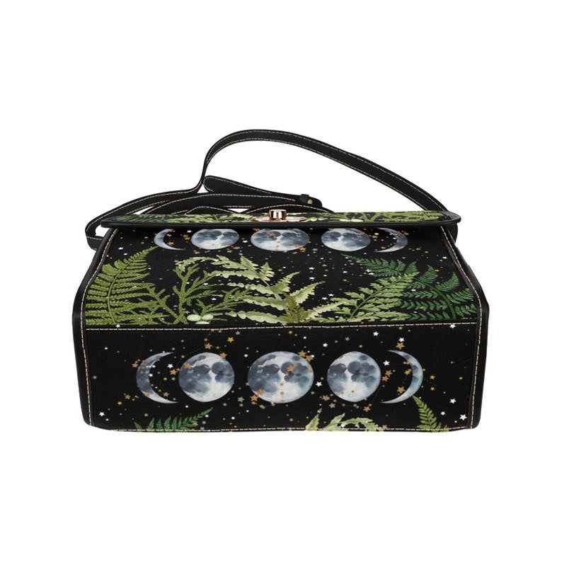 Boho Dark Forest Fern Moons Witchy Satchel Handbag For Boho