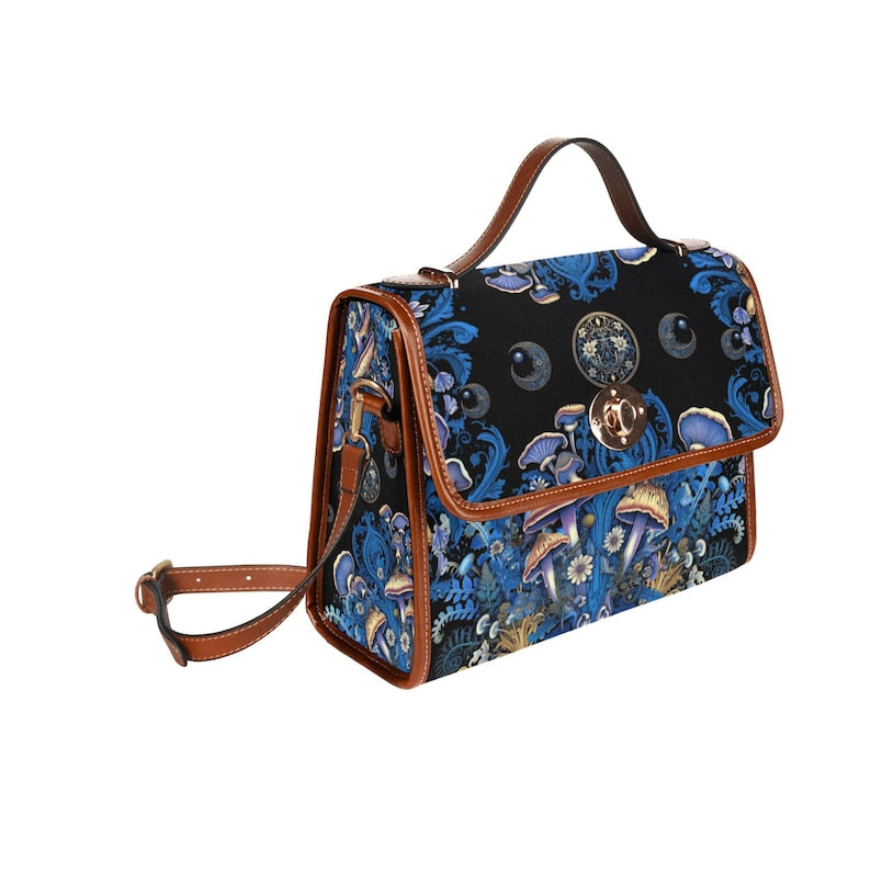 Mushroom Moon Phase Witchy Satchel Bag For Boho Hippie