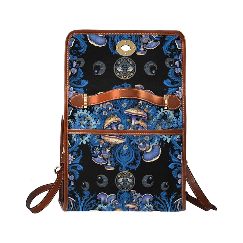 Mushroom Moon Phase Witchy Satchel Bag For Boho Hippie