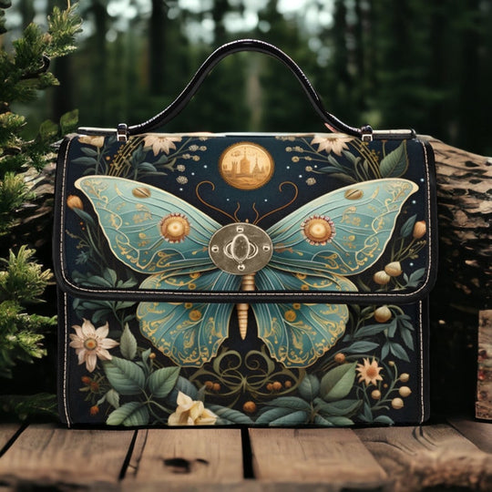 Mystical Luna Moth Cottagecore Forest Witch Satchel Handbag Boho Hippie Charm