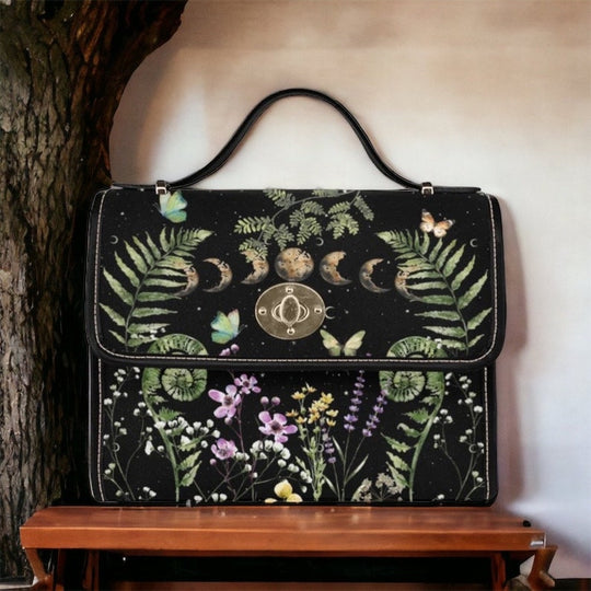 Witchy Satchel Handbag Cottagecore Wildflowers Green Witch Design For Boho Hippies
