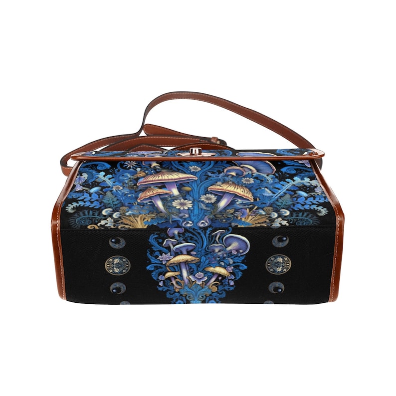 Mushroom Moon Phase Witchy Satchel Bag For Boho Hippie