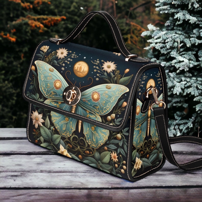 Mystical Luna Moth Cottagecore Forest Witch Satchel Handbag Boho Hippie Charm