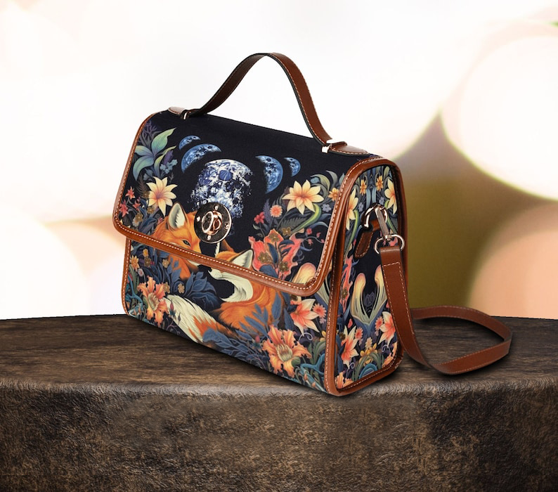 Cottagecore Whimsical Fox Witchy Satchel Bag For Boho Hippie