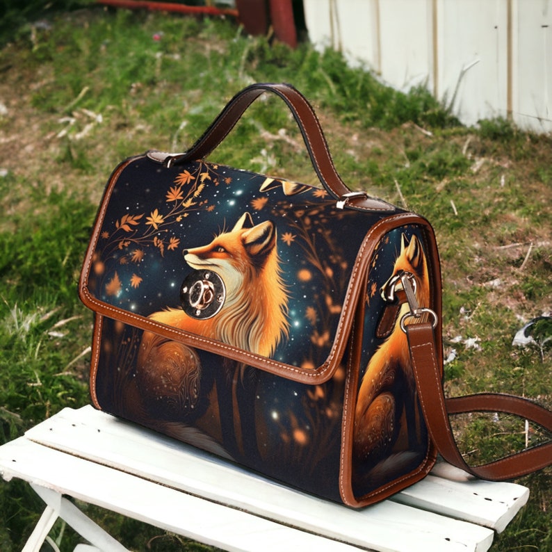 Magical Fox Celestial Witchy Satchel Handbag For Boho Hippies