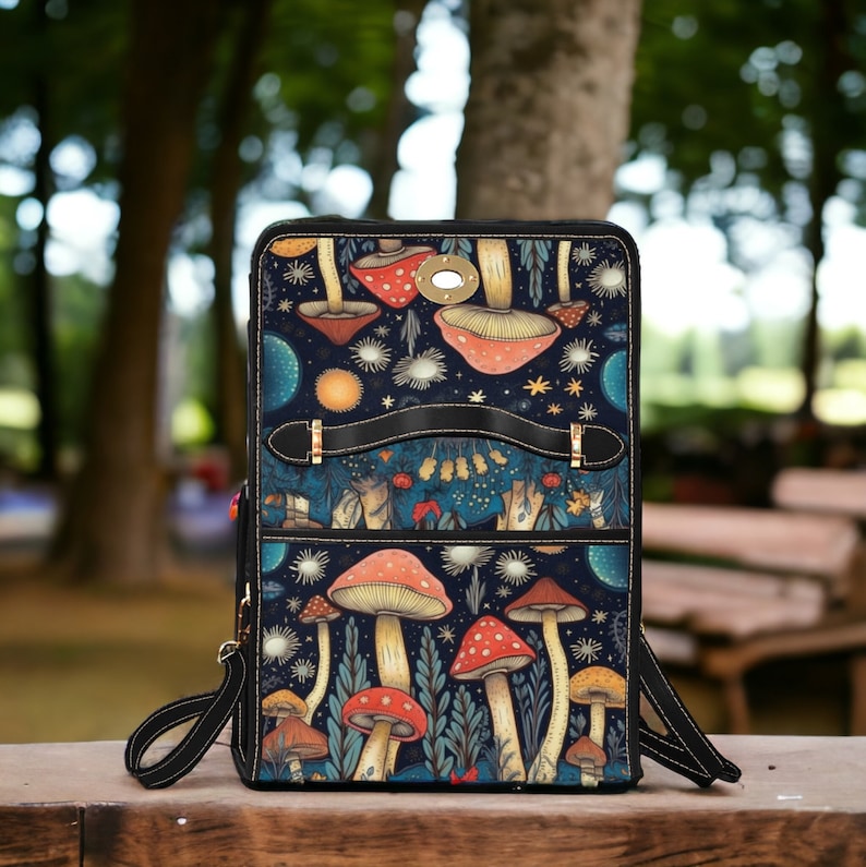Retro Cottagecore Mushroom Forest Nature Witchy Satchel Handbag For Boho Hippies