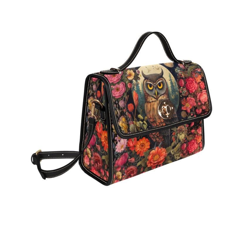 Owl Rose Moon Witchy Satchel Bag For Witchy