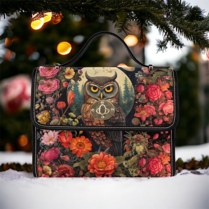 Owl Rose Moon Witchy Satchel Bag For Witchy