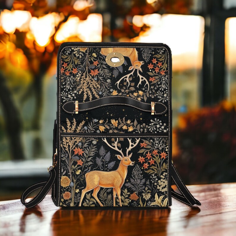 Cottagecore Nature Forest Deer Satchel Handbag For Boho Hippies