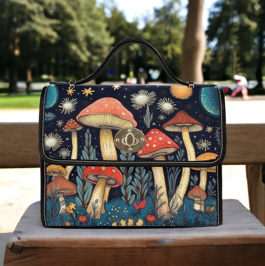 Retro Cottagecore Mushroom Forest Nature Witchy Satchel Handbag For Boho Hippies