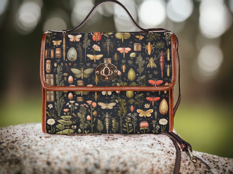 Cottagecore Floral Pink Birds Nature Witchy Satchel Handbag For Boho Hippies