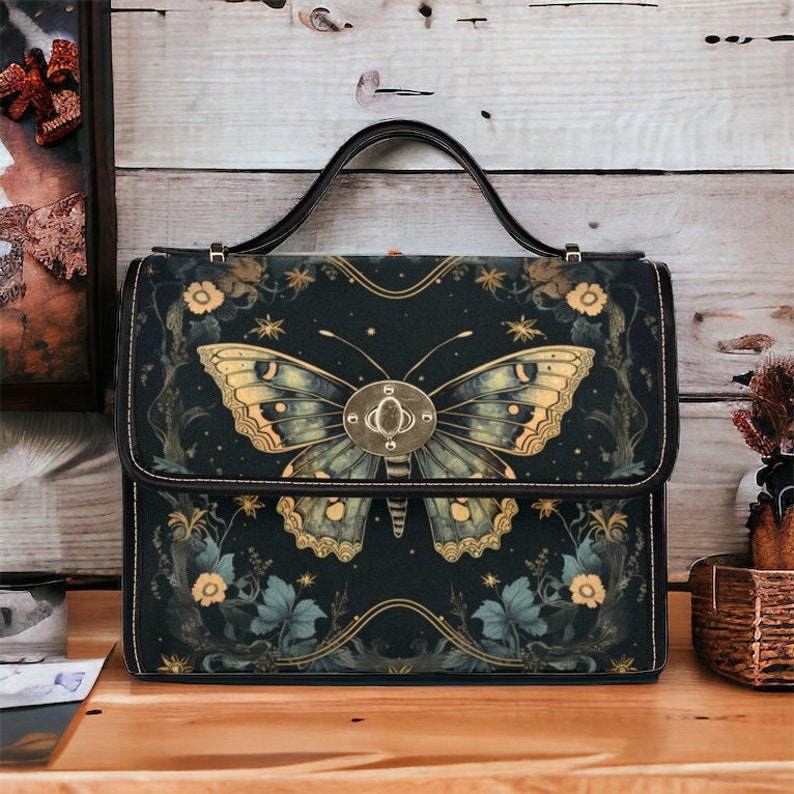 Moth Whimsigoth Dark Witchy Satchel Bag For Boho Hippie