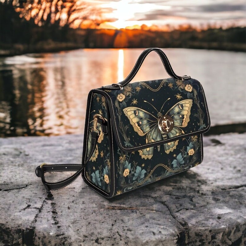 Moth Whimsigoth Dark Witchy Satchel Bag For Boho Hippie