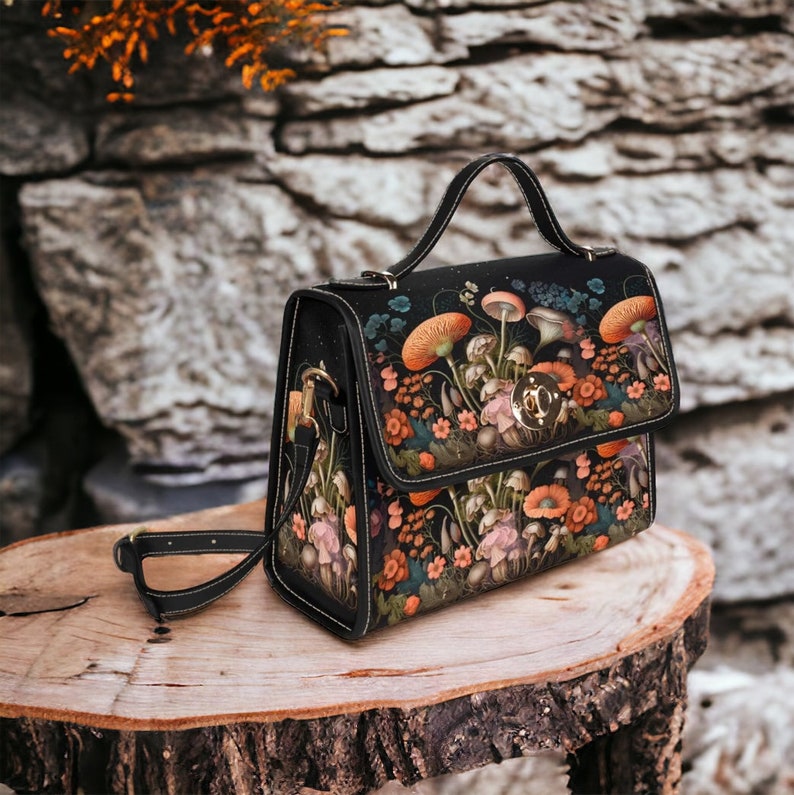 Witchy Mushroom Cute Floral Satchel Bag For Boho Hippie