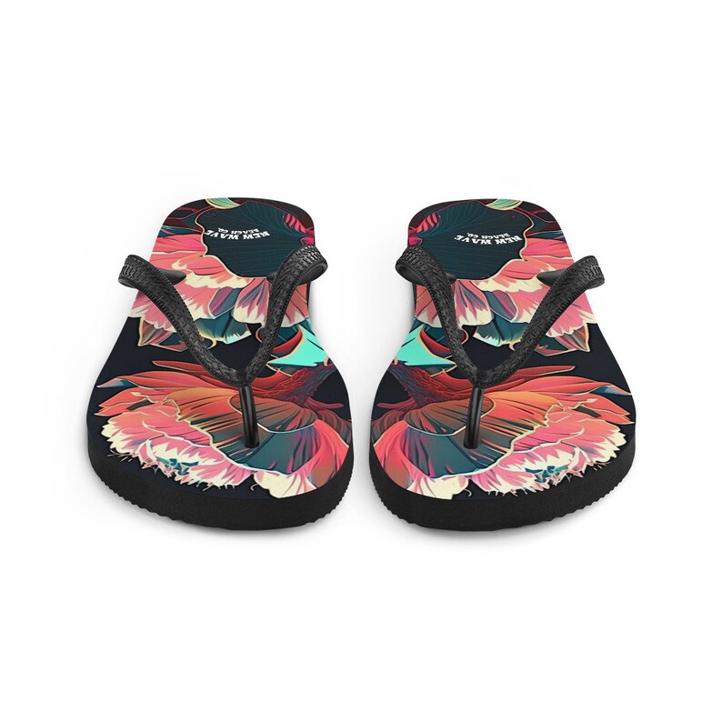 hippieartzone - Pink Tropical Flower Flip Flops Colorful.