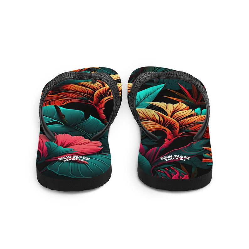 hippieartzone - Colorful Tropical Flower Flip Flops.