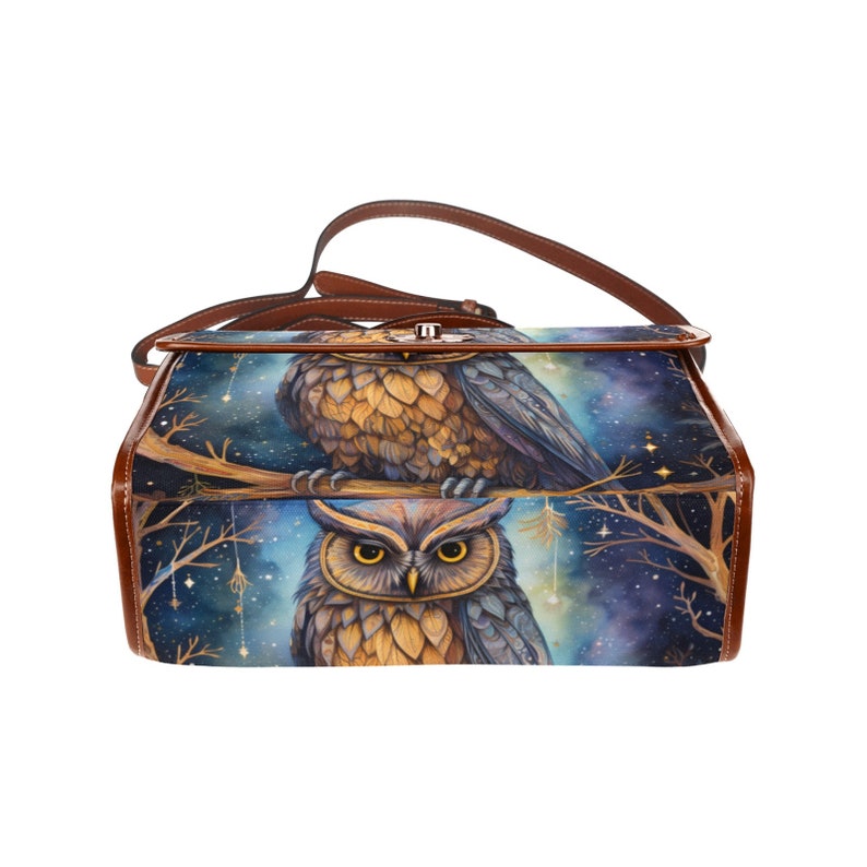 Owl Abstract Retro Witchy Satchel Bag For Boho Hippie