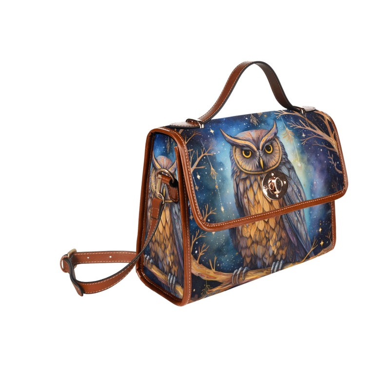 Owl Abstract Retro Witchy Satchel Bag For Boho Hippie