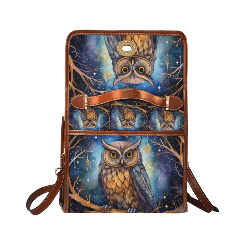 Owl Abstract Retro Witchy Satchel Bag For Boho Hippie