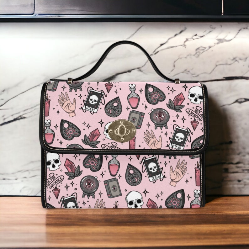 Pink Kawaii Cute Witch Potions Canvas Satchel Bag For Hippie