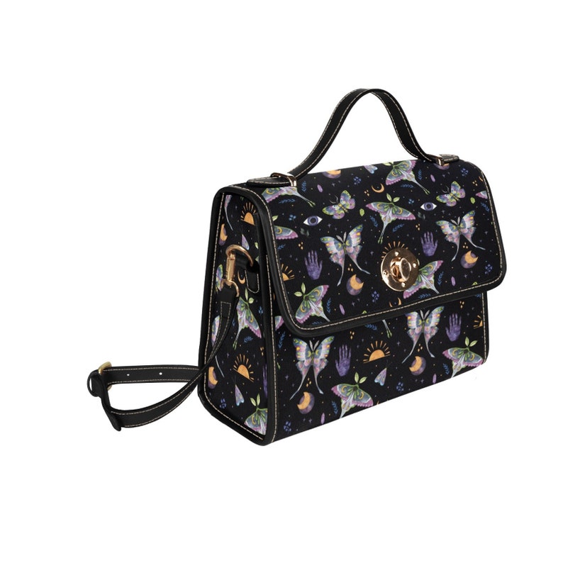 Mystical Luna Moth Canvas Satchel Bag For Hippie