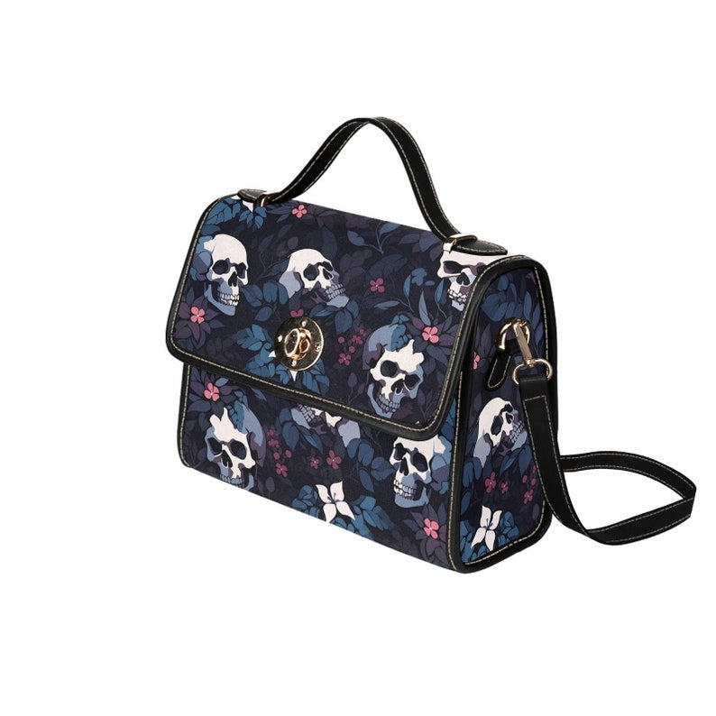 Dark Skull Boho Halloween Canvas Satchel Bag For Hippie