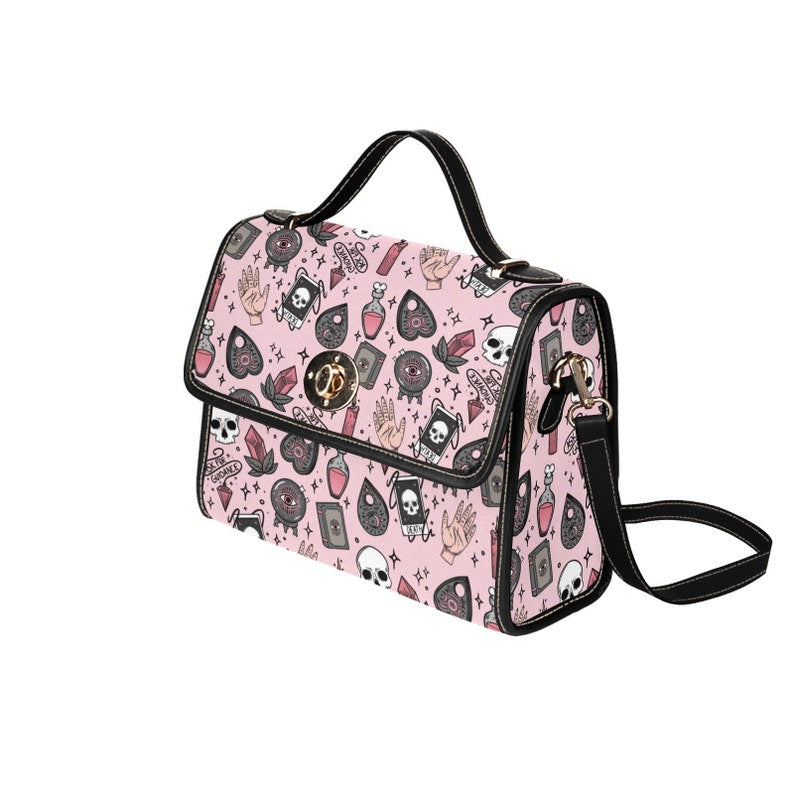 Pink Kawaii Cute Witch Potions Canvas Satchel Bag For Hippie