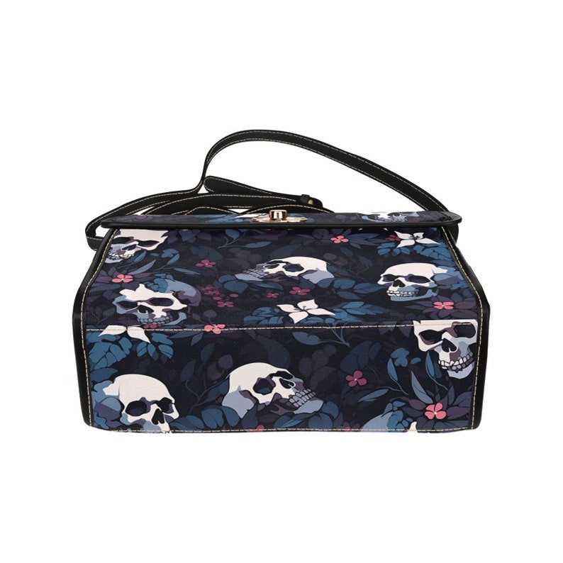 Dark Skull Boho Halloween Canvas Satchel Bag For Hippie