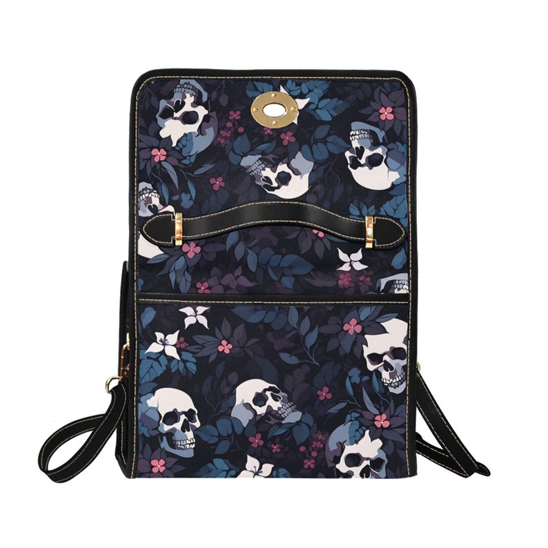 Dark Skull Boho Halloween Canvas Satchel Bag For Hippie