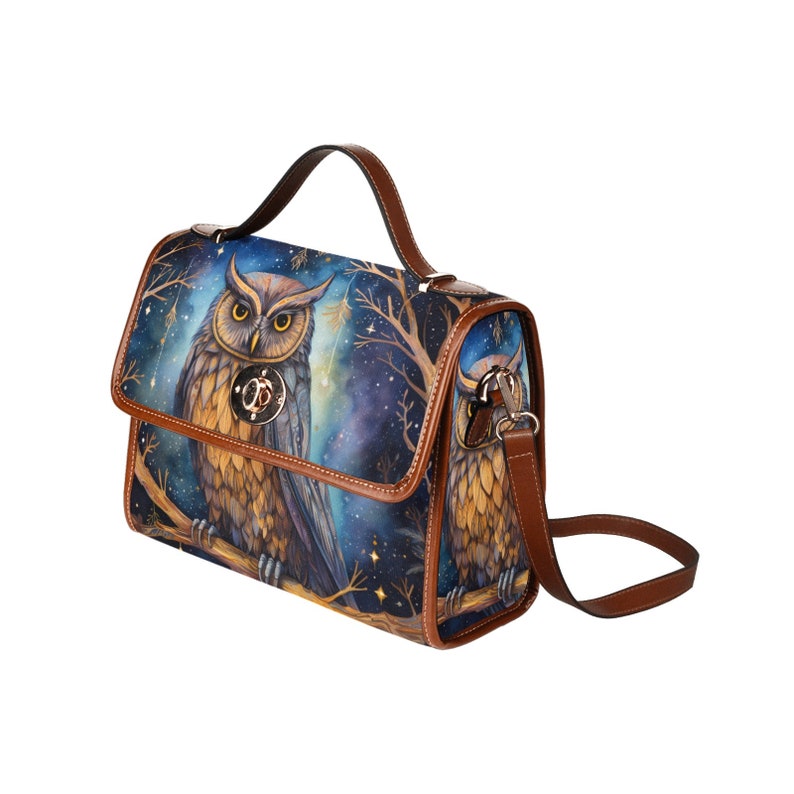 Owl Abstract Retro Witchy Satchel Bag For Boho Hippie