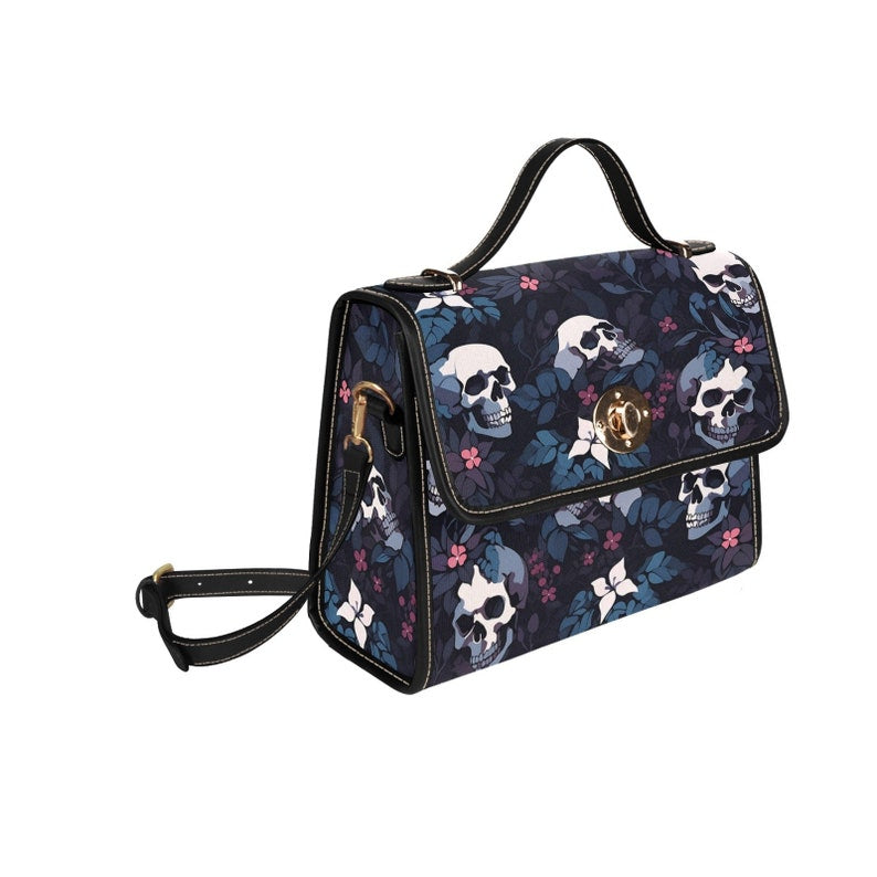 Dark Skull Boho Halloween Canvas Satchel Bag For Hippie